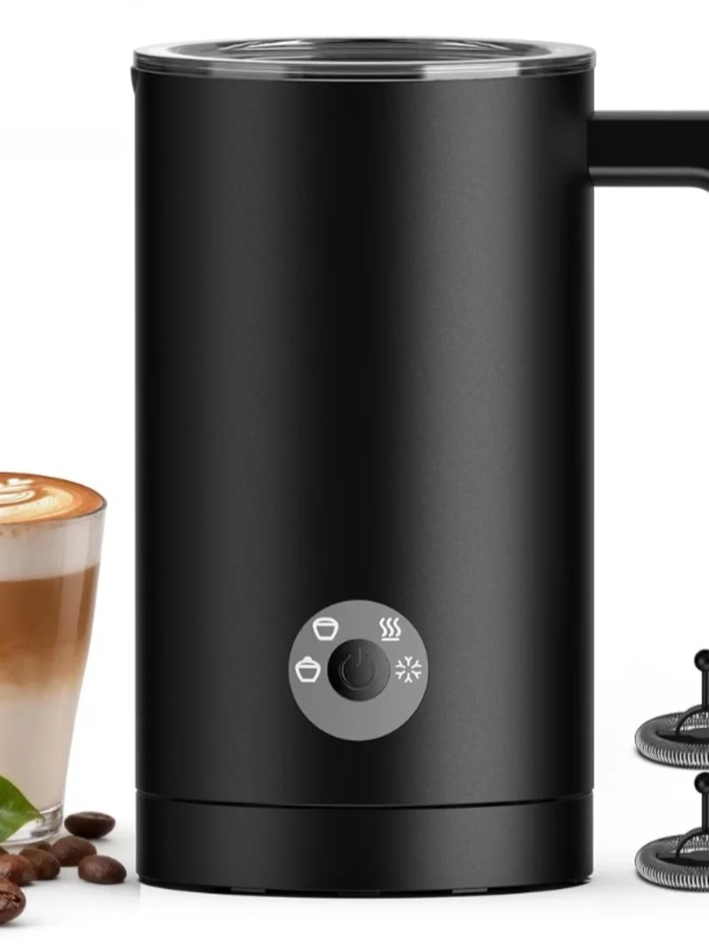 Kourice Black Electric Milk Frother with Lid